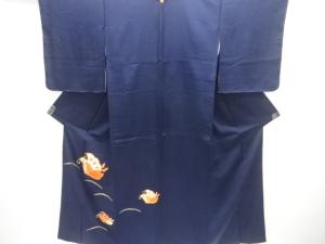 未使用品　蝶模様刺繍一つ紋付け下げ訪問着(重ね衿付き)